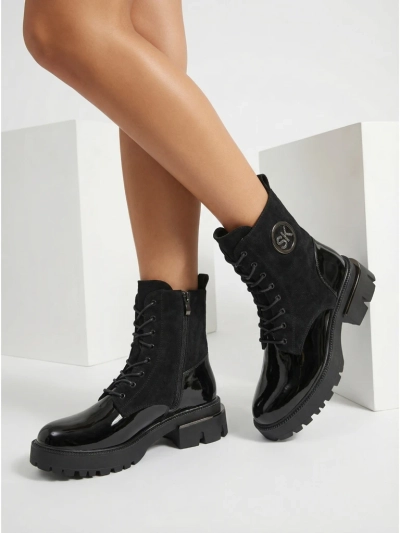 Botki Damskie eko skóra i eko zamsz Lalunes