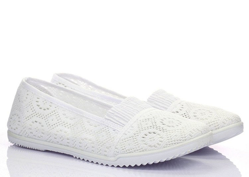 Białe baleriny slip-on - Obuwie