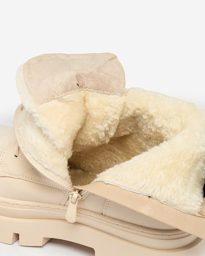 Royalfashion Dámské kozačky s ovčí kůží Faeltone