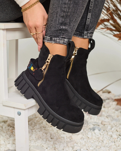 Royalfashion Černé dámské kozačky Poirop z ekokůže