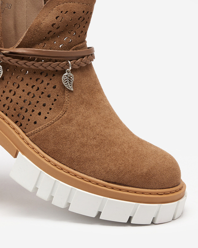 Коричневі жіночі чоботи з прикрасами Versi