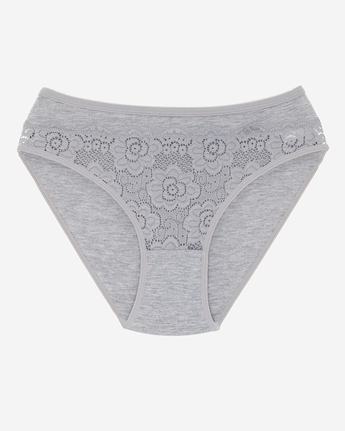 Сірі жіночі трусики з мереживом