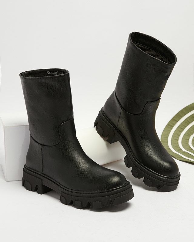 Černé dámské nazouváky se zateplením Mekira - Obuv