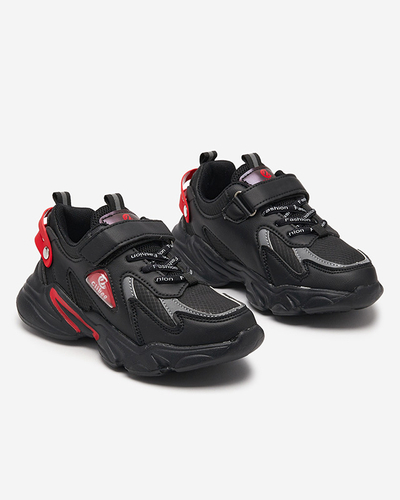 Černé dětské boty s červenými detaily Pella - Obuv