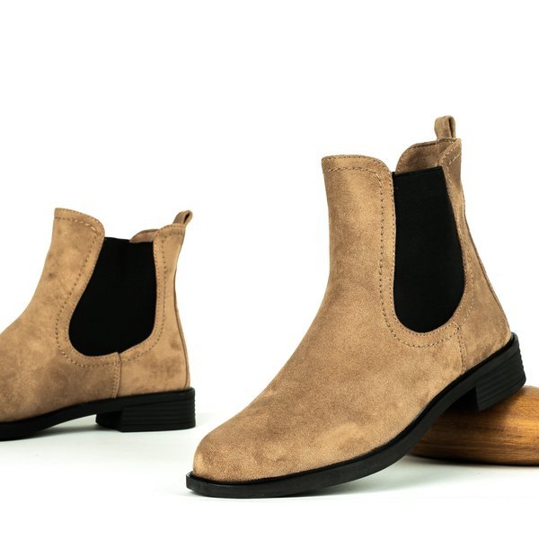 Beżowe botki eko-zamszowe Abelia - Obuwie