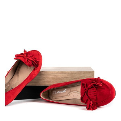 Czerwone baleriny z frędzlami Spring Garden - Obuwie
