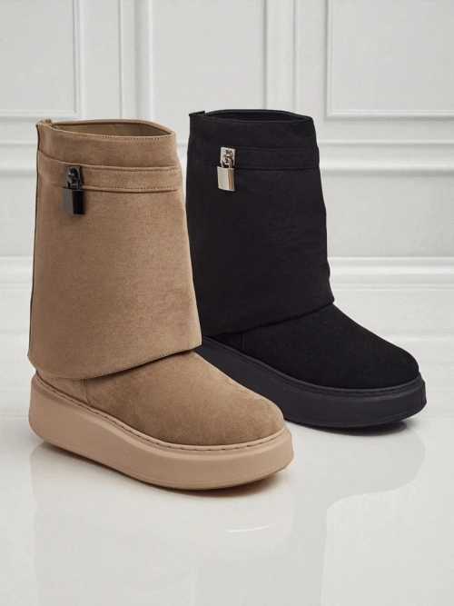 Короткі жіночі черевики а-ля снігоходи з пристібною халявою Elizze