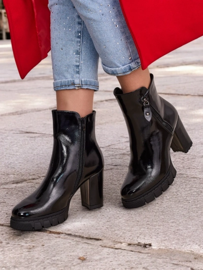 Dámské kotníkové kozačky Royalfashion Patent na sloupku Vemorro