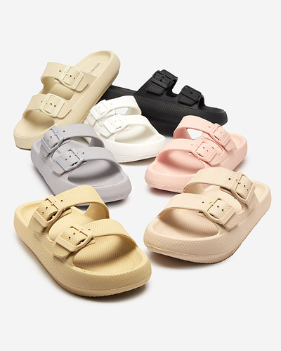 Dámské černé pantofle s přezkami Eckos - Obuv