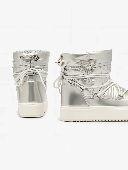 Royalfashion Жіночі сріблясті черевики-сліпони a'la снігоступи