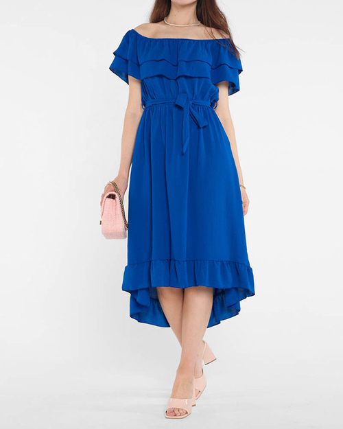Кобальтова синя жіноча сукня з воланами