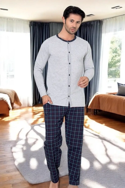 Royalfashion Чоловічі піжами в клітку з бавовни
