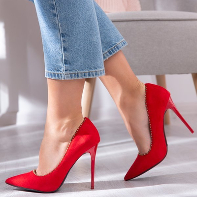 Еко-замшеві червоні туфлі-човники Jasmina - Взуття