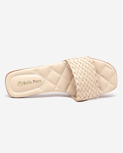 Dámské béžové pantofle s copánkovým pruhem Cocota - Obuv