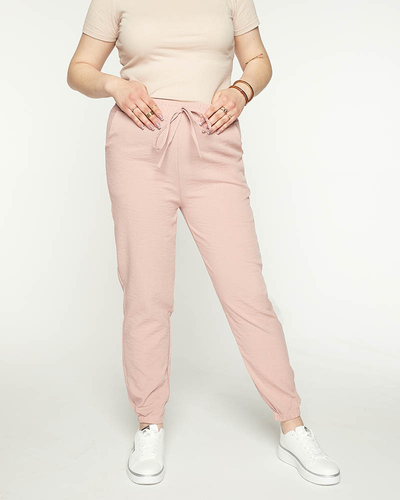 Dámské růžové látkové joggery PLUS SIZE - Oblečení