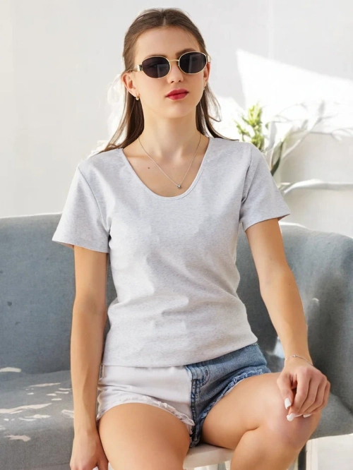 Royalfashion Жіноча бавовняна футболка з мереживом на спині