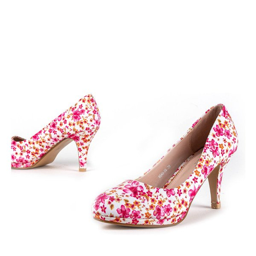 Білі тувлі на шпильці з квітами Coral Springs - Взуття