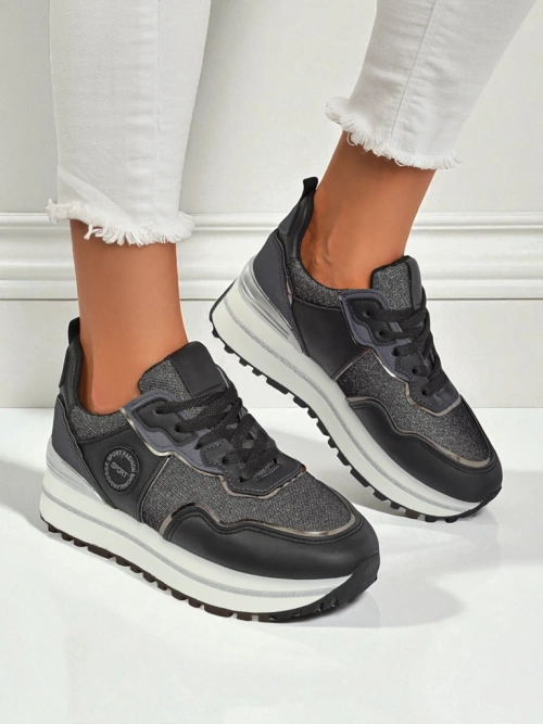 Жіночі снікерси Callista Nero на платформі 4 см, екологічна шкіра