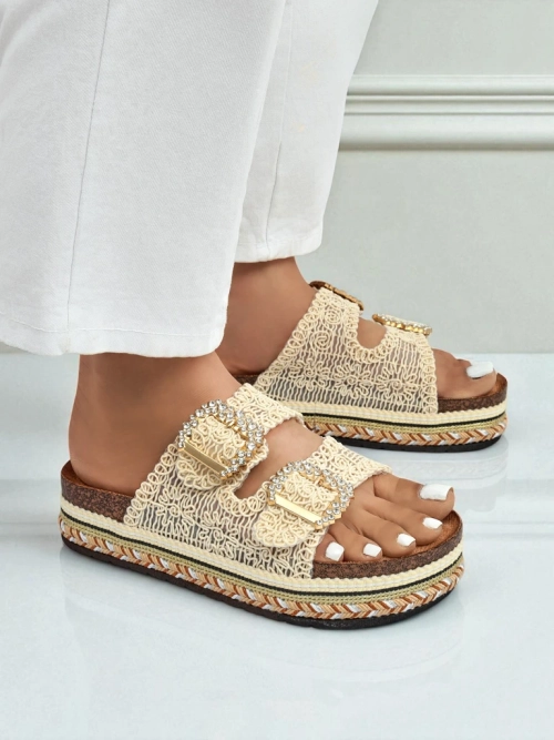 Royalfashion Жіночі мюлі з пряжками зі стразами GlamCork