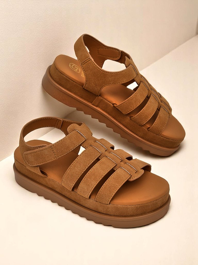 Dámské sandály Callista Camel na platformě Royalfashion ekologická kůže