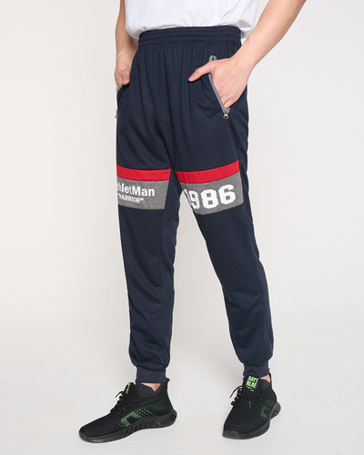 Pánské tmavě modré tepláky s nápisy - Clothing