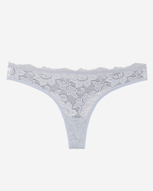 Сірі бавовняні жіночі трусики стрінги з мереживом - Білизна