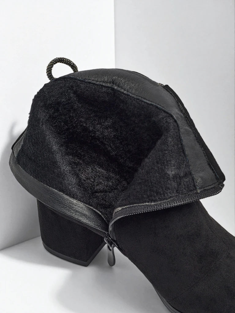 Dámské kotníkové boty eko semišové na sloupku Ornella