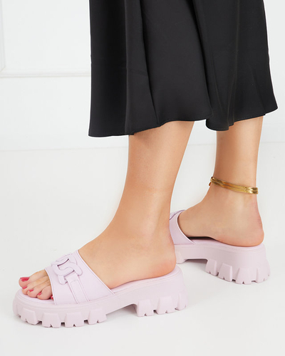 OUTLET Fialové dámské pantofle na silnější podrážce Inza-Shoes
