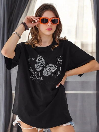 Royalfashion Жіноча бавовняна футболка Романтична метелик