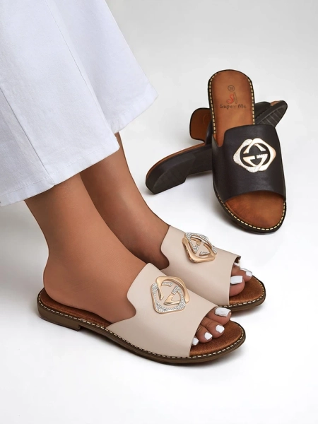 Royalfashion Dámské pantofle na ploché podrážce Goldie Spark