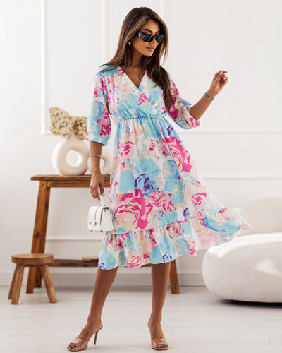 Royalfashion Dámské midi šaty s originálním vzorem