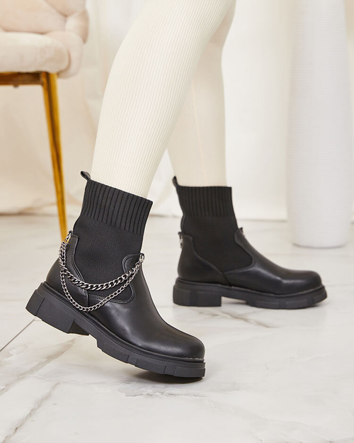 Чоботи жіночі чорні з верхом a'la sock Foldaf- Footwear