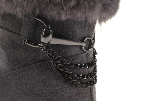 Szare botki z futerkiem - Obuwie