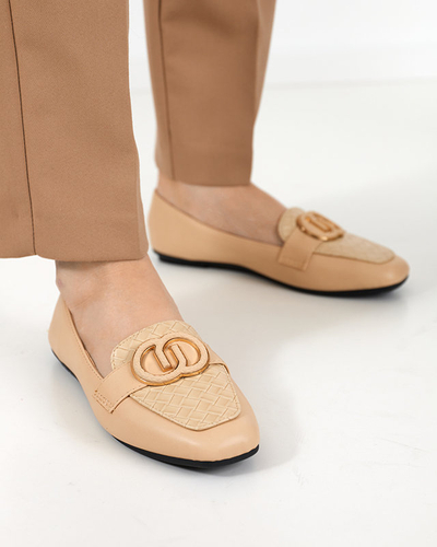 Лофери з екошкіри бежевого кольору Amida