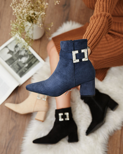 Royalfashion темно-сині жіночі черевики на низькій шпильці Masemart