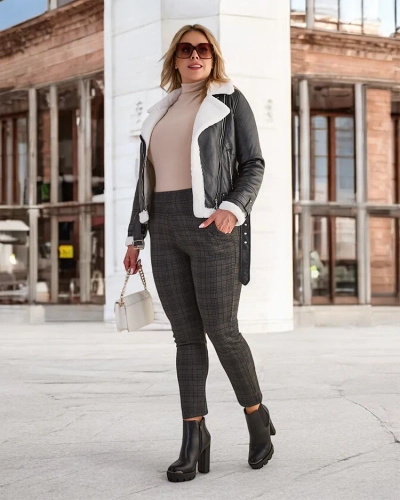 Royalfashion Zateplené dámské tegínové kalhoty PLUS SIZE