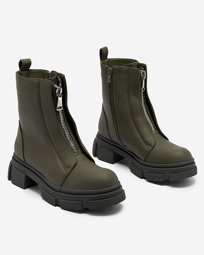 Dámské zateplené tmavě zelené vysoké boty Slovys- Obuv