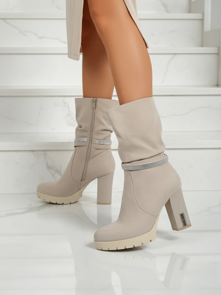 Matné Dámské kotníkové boty na sloupku Ashen Bloom