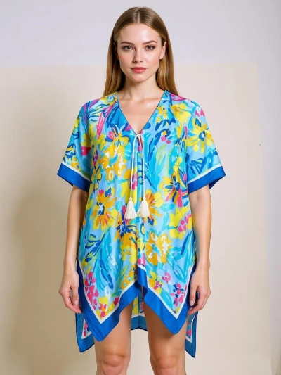 Aurelia Blue Pareo Royalfashion – Letní dámské pareo ke kolenům s výstřihem do V