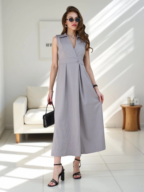 Royalfashion жіноче безрукавне плаття з обгортковим декольте Bizness