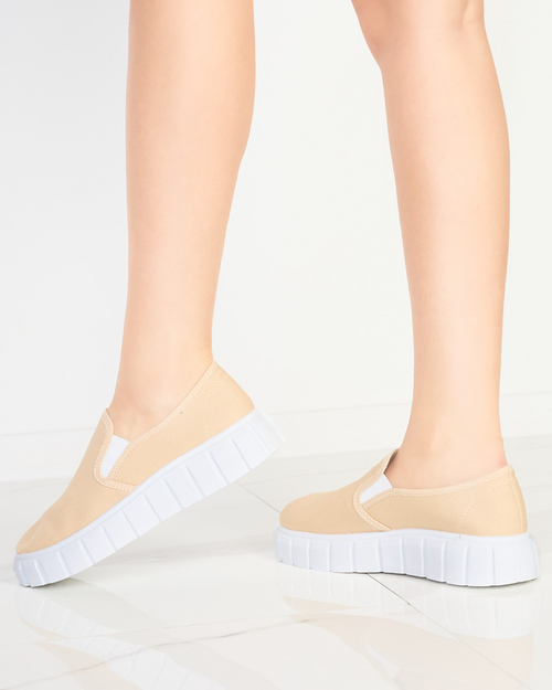 Бежеві жіночі сліпони на масивній підошві Tenri