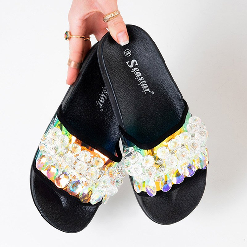 OUTLET Чорні жіночі босоніжки з каменями Халпасі - Взуття