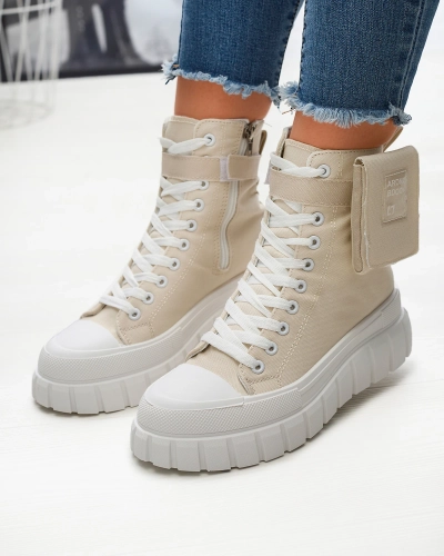 Бежеві жіночі кеди на високій платформі Uprella - Взуття