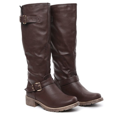 Brązowe kozaki przed kolano Tamika- Obuwie