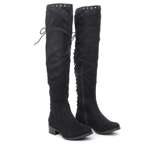 Czarne kozaki z futerkiem Judith- Obuwie