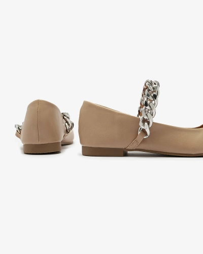 Бежеві жіночі балетки з ланцюжком Serima - Взуття