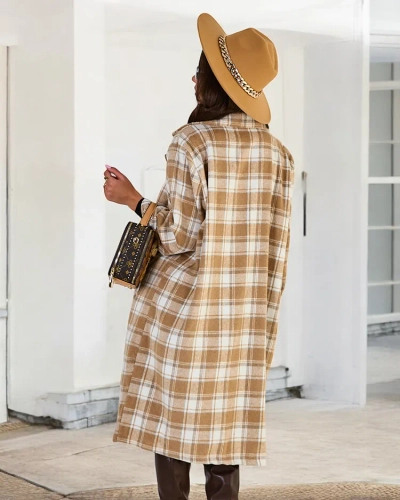 Royalfashion Dámský kostkovaný kabát