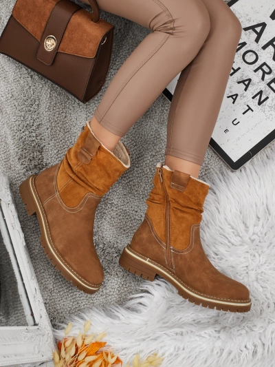 Vyšší dámské eko semišové kotníkové boty Liora