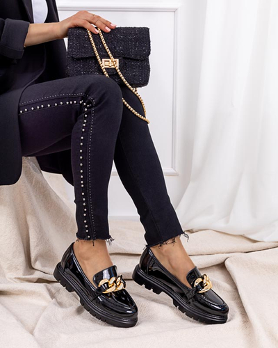 Černé dámské boty se zlatým řetízkem Dradia - Obuv