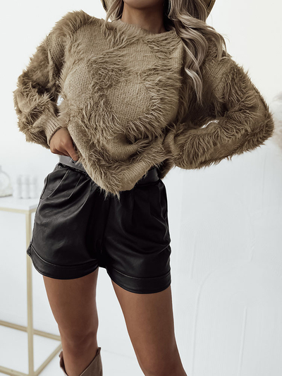 Royalfashion Пухнастий жіночий светр світло-коричневий